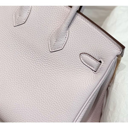 HERM Birkin 25cm Bag In Mauve Pale Clemence Leather PHW