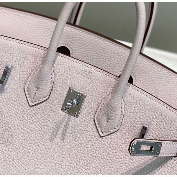 HERM Birkin 25cm Bag In Mauve Pale Clemence Leather PHW