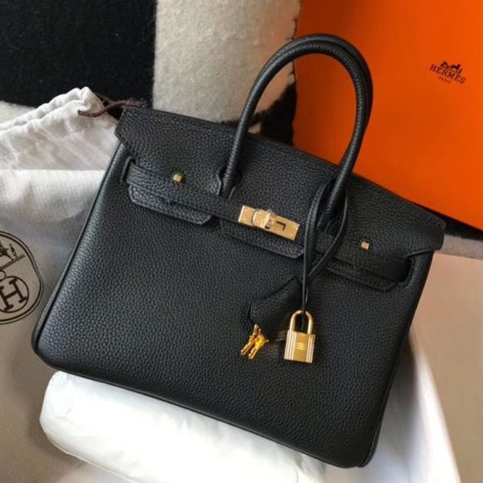 HERM Birkin 25cm Bag In Black Clemence Leather GHW