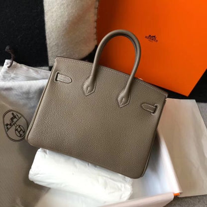 HERM Birkin 25cm Bag In Taupe Clemence Leather GHW