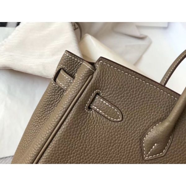 HERM Birkin 25cm Bag In Taupe Clemence Leather GHW