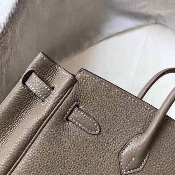 HERM Birkin 25cm Bag In Tourterelle Clemence Leather GHW