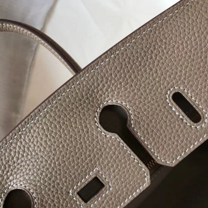 HERM Birkin 25cm Bag In Tourterelle Clemence Leather GHW