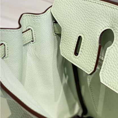 HERM Birkin 25cm Bag In Vert Fizz Clemence Leather PHW