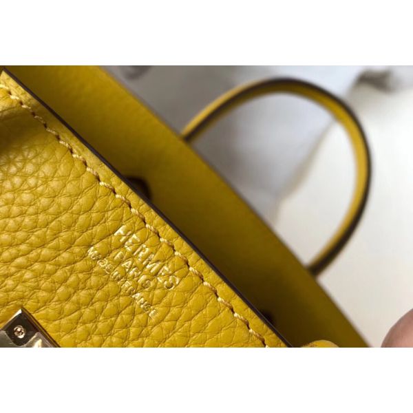 HERM Birkin 25cm Bag In Yellow Clemence Leather GHW