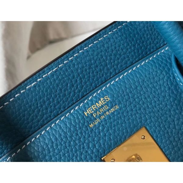 HERM Birkin 30cm Bag In Jean Blue Clemence Leather GHW
