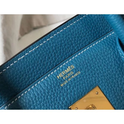 HERM Birkin 30cm Bag In Jean Blue Clemence Leather GHW