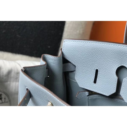 HERM Birkin 30cm Bag In Blue Lin Clemence Leather GHW