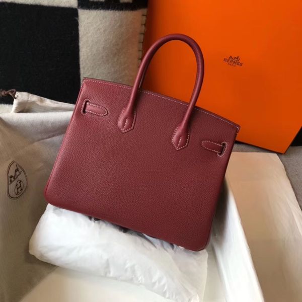 HERM Birkin 30cm Bag In Bordeaux Clemence Leather GHW