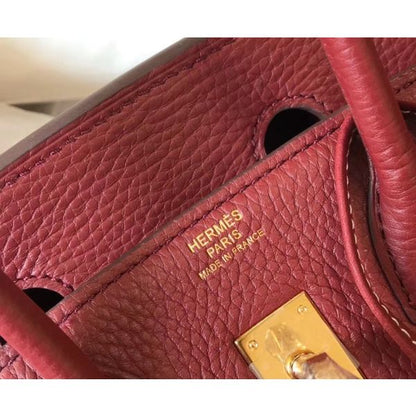 HERM Birkin 30cm Bag In Bordeaux Clemence Leather GHW