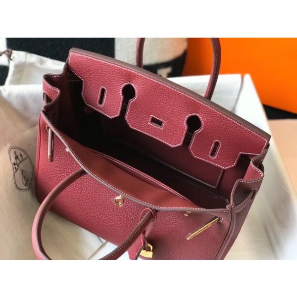 HERM Birkin 30cm Bag In Bordeaux Clemence Leather GHW