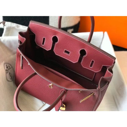 HERM Birkin 30cm Bag In Bordeaux Clemence Leather GHW