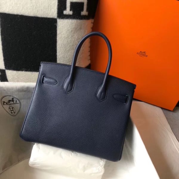 HERM Birkin 30cm Bag In Dark Blue Clemence Leather GHW