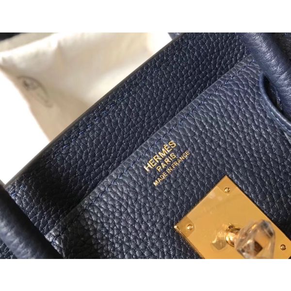 HERM Birkin 30cm Bag In Dark Blue Clemence Leather GHW