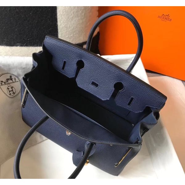 HERM Birkin 30cm Bag In Dark Blue Clemence Leather GHW