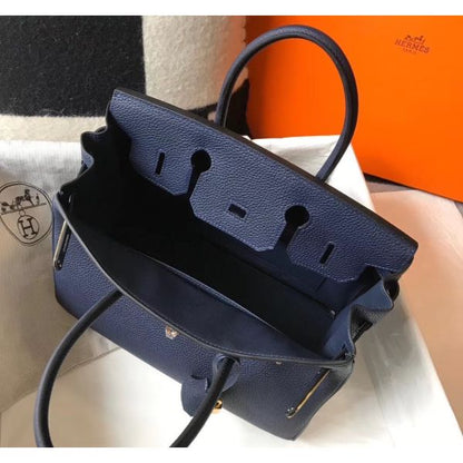 HERM Birkin 30cm Bag In Dark Blue Clemence Leather GHW