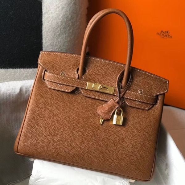 HERM Birkin 30cm Bag In Gold Clemence Leather GHW