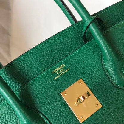HERM Birkin 30cm Bag In Vert Vertigo Clemence Leather GHW