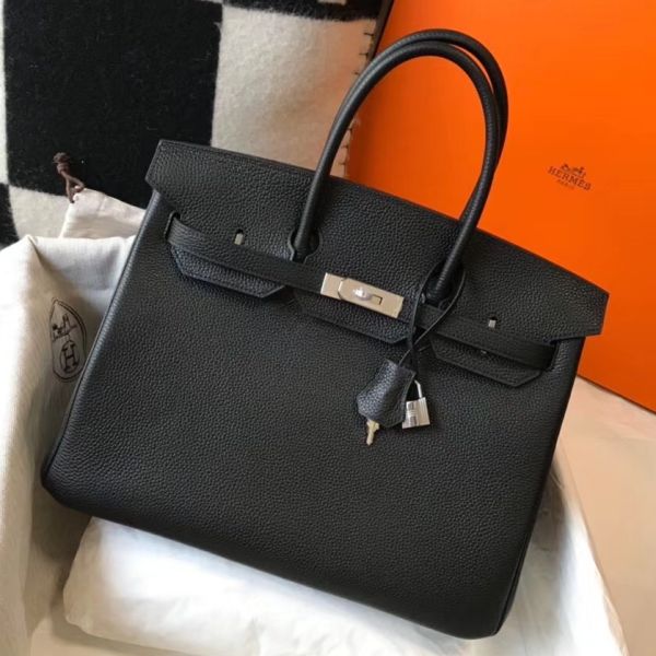 HERM Birkin 30cm Bag In Black Togo Leather PHW