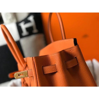 HERM Birkin 30cm Bag In Orange Clemence Leather GHW