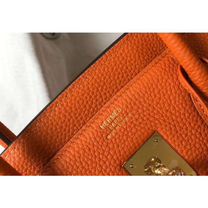 HERM Birkin 30cm Bag In Orange Clemence Leather GHW