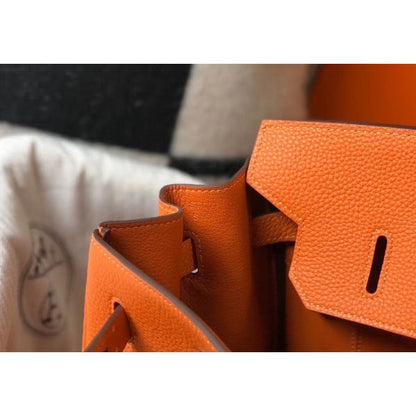HERM Birkin 30cm Bag In Orange Clemence Leather GHW