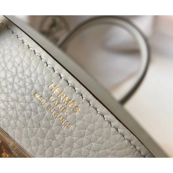 HERM Birkin 30cm Bag In Pearl Grey Clemence Leather GHW