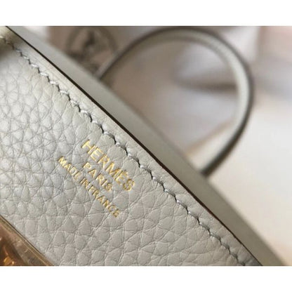 HERM Birkin 30cm Bag In Pearl Grey Clemence Leather GHW