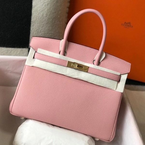 HERM Birkin 30cm Bag In Pink Clemence Leather GHW