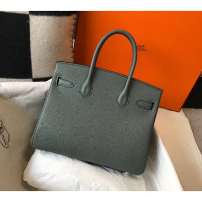 HERM Birkin 30cm Bag In Vert Amande Clemence Leather GHW