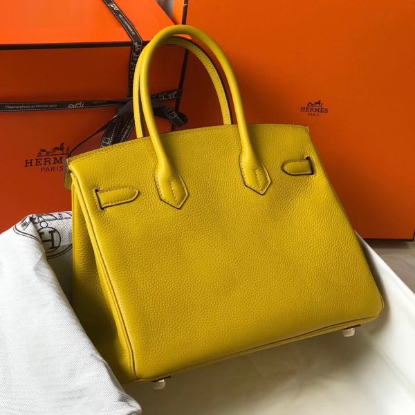 HERM Birkin 30cm Bag In Yellow Clemence Leather GHW