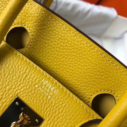 HERM Birkin 30cm Bag In Yellow Clemence Leather GHW