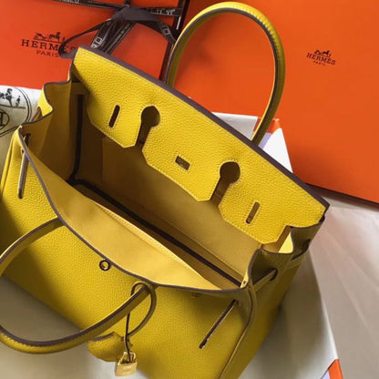 HERM Birkin 30cm Bag In Yellow Clemence Leather GHW
