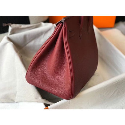 HERM Birkin 35cm Bag In Bordeaux Clemence Leather GHW