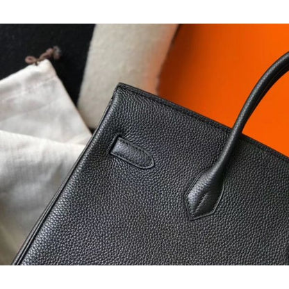 HERM Birkin 35cm Bag In Black Clemence Leather GHW