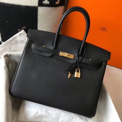 HERM Birkin 35cm Bag In Black Epsom Leather GHW