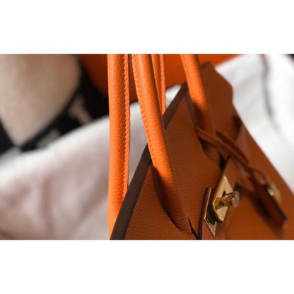 HERM Birkin 35cm Bag In Orange Clemence Leather GHW