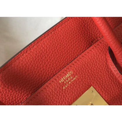 HERM Birkin 35cm Bag In Red Clemence Leather GHW
