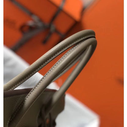 HERM Birkin 35cm Bag In Gris Tourterelle Clemence Leather GHW