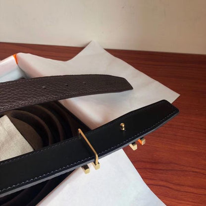 HERM H Au Carre Belt Buckle & Cafe 32mm Strap