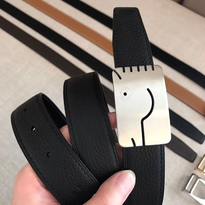 HERM Black A Cheval Belt Buckle 32 MM Reversible Leather