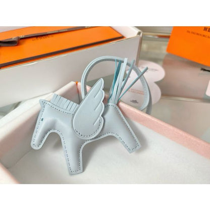 HERM Rodeo Pegase PM Bag Charm in Blue Brume Lambskin