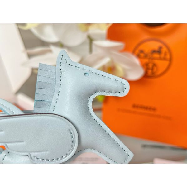 HERM Rodeo Pegase PM Bag Charm in Blue Brume Lambskin