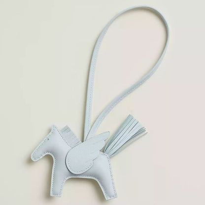 HERM Rodeo Pegase PM Bag Charm in Blue Brume Lambskin