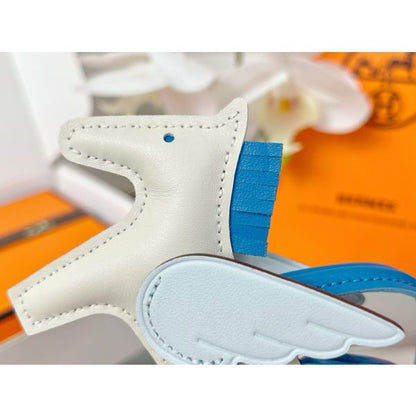 HERM Rodeo Pegase PM Bag Charm in Craie/Blue/Blue Brume Lambskin