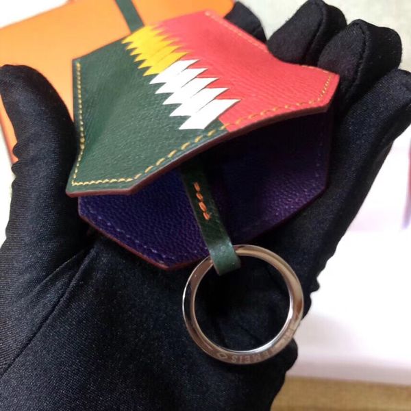 HERM Clochette Cles Grand Tressage Charm In Green/Rose Lipstick