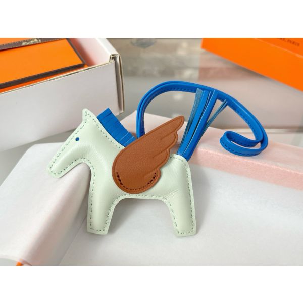 HERM Rodeo Pegase PM Bag Charm in Fizz/Blue/Gold Lambskin