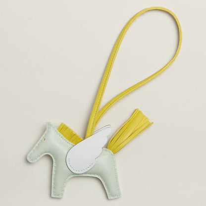 HERM Rodeo Pegase PM Bag Charm in Vert Fizz/Yellow/Craie Lambskin