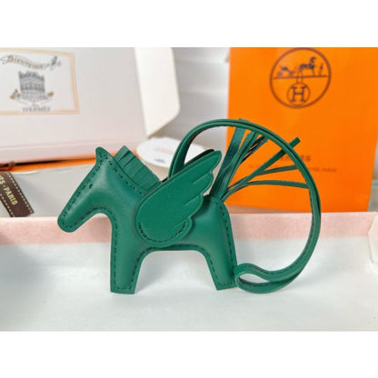 HERM Rodeo Pegase PM Bag Charm in Green Lambskin