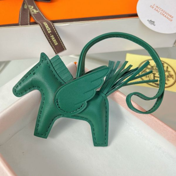 HERM Rodeo Pegase PM Bag Charm in Green Lambskin